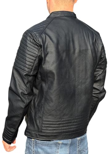 JACK & JONES Herren Kunstlederjacke Jacke JCOSMITH Biker Jacket, Gr. Medium, Schwarz (Black Fit:ONE) - 4
