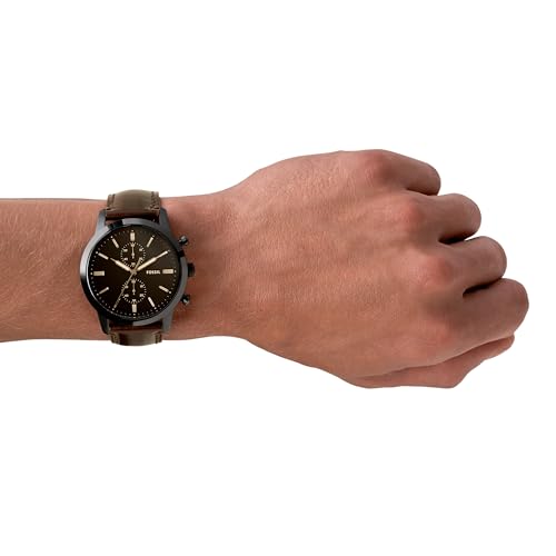 Fossil Townsman uhr für Herren, Chronographenwerk mit Edelstahl- oder Lederarmband, Hellbraun, 44MM - 4