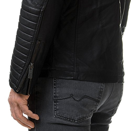 Redbridge Herren Jacke Übergangsjacke Biker Lederjacke Echtleder Kunstleder Baumwolle mit gesteppten Bereichen XXL Schwarz - Kunstleder - 3