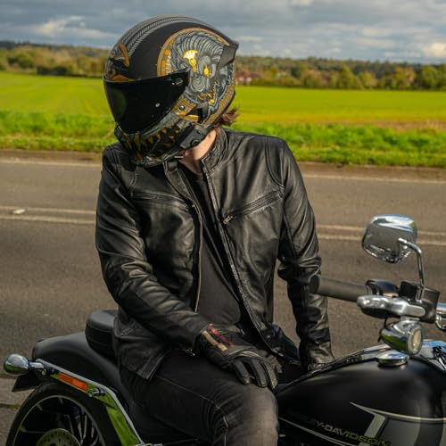 Leatherick Herren Premium Nappa Schafsleder Cafe Racer Schwarze Bikerjacke (DE/NL/SE/PL, Alphanumerisch, M, Regular, Regular, Jacket Black Hooper Style) - 5