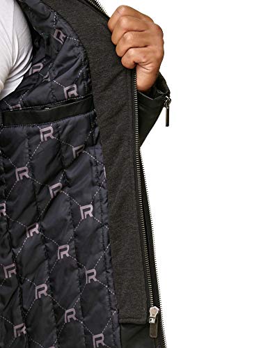 Red Bridge Herren Kunst- Lederjacke Kunstleder Bikerjacke mit Sweat- Kapuze 2in1, Schwarz - Kunstleder, XXL - 6