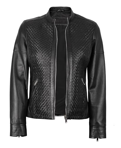 Blingsoul Echtlederjacke für Damen, Cafe Racer-Stil, Lederjacken, Maude - Schwarze Jacke, S - 2