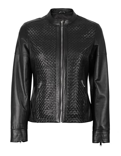 Blingsoul Echtlederjacke für Damen, Cafe Racer-Stil, Lederjacken, Maude - Schwarze Jacke, S - 3