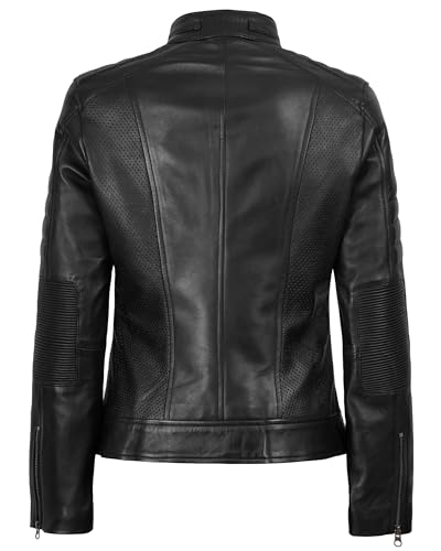 Decrum Echtlederjacke für Damen, Café-Racer-Stil, lässige Damen-Lederjacke, Café Racer Lederjacke, Schwarz, XXL - 4