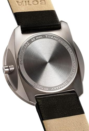 botta 24-Stunden-Einzeigeruhr Herren Schweizer Quarzwerk mit Lederarmband UNO 24 (40 mm, Schwarz/Grün) - 6