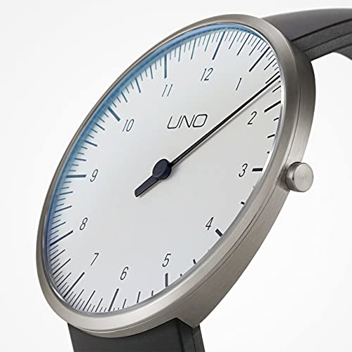 botta Einzeigeruhr Herren Schweizer Quarzwerk mit Lederarmband UNO (40 mm, Weiß) - 3