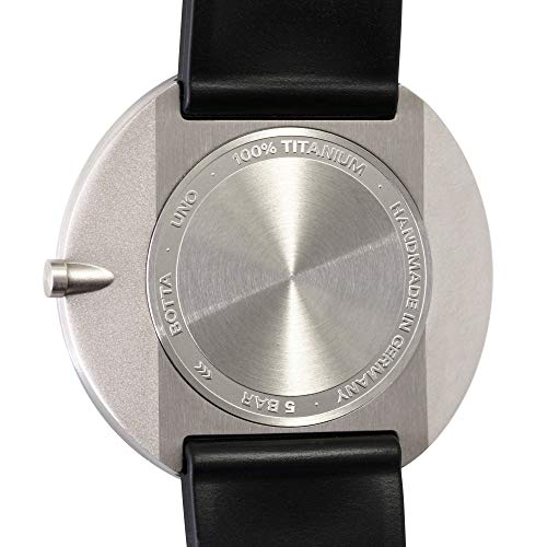 botta Einzeigeruhr Herren Schweizer Quarzwerk mit Lederarmband UNO (40 mm, Weiß) - 8