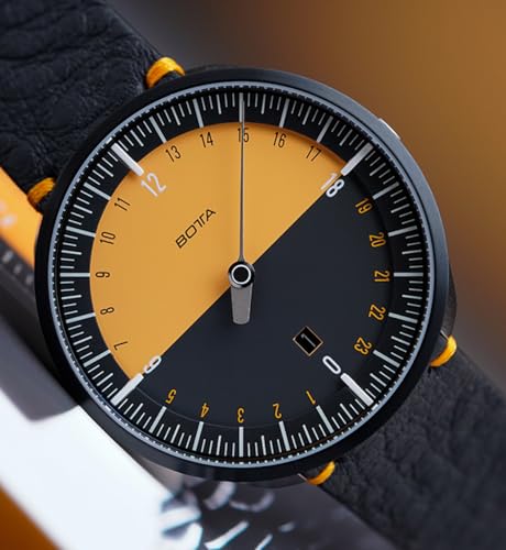 botta 24-Stunden-Einzeigeruhr Herren Schweizer Quarzwerk mit Lederarmband UNO 24 (45 mm) (Edition-15 Orange, 45 mm) - 2