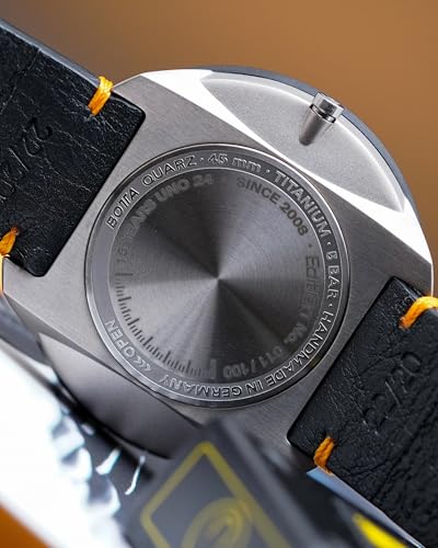botta 24-Stunden-Einzeigeruhr Herren Schweizer Quarzwerk mit Lederarmband UNO 24 (45 mm) (Edition-15 Orange, 45 mm) - 7