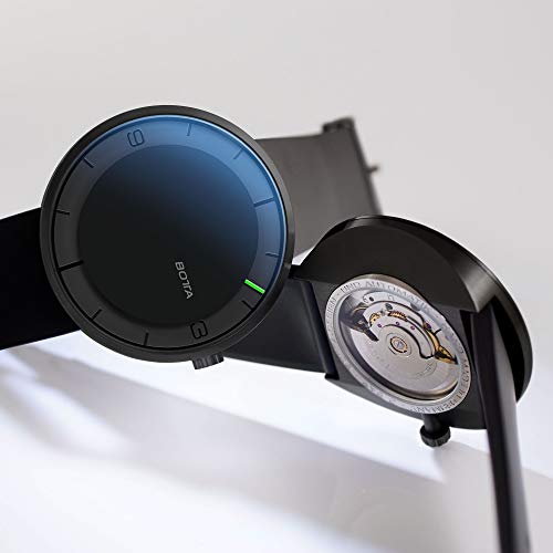 botta Einzeigeruhr Herren Schweizer Automatikwerk mit Lederarmband NOVA (44 mm, Black Edition) - 2