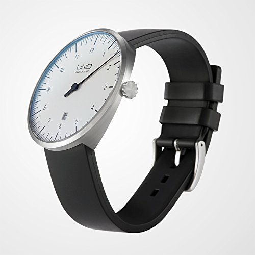botta Einzeigeruhr Herren Schweizer Automatikwerk mit Lederarmband UNO (44 mm, Weiß) - 3