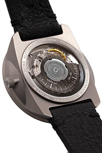 botta 24-Stunden-Einzeiger-Automatikuhr UNO 24, 40 mm (mit Milanaiseband) (Black Edition/Gelb) - 2