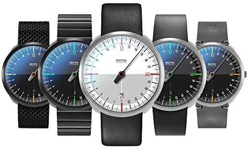 botta 24-Stunden-Einzeiger-Automatikuhr UNO 24, 40 mm (mit Milanaiseband) (Black Edition/Gelb) - 4