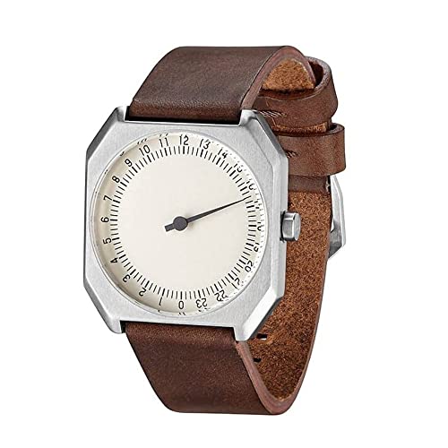 slow Jo 17 - Schweizer unisex Einzeigerarmbanduhr analoge 24 Stundenanzeige Leder silber / dunkelbraun - 3