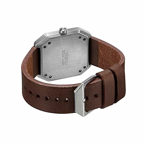 slow Jo 17 - Schweizer unisex Einzeigerarmbanduhr analoge 24 Stundenanzeige Leder silber / dunkelbraun - 4