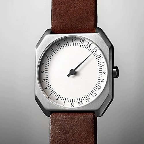 slow Jo 17 - Schweizer unisex Einzeigerarmbanduhr analoge 24 Stundenanzeige Leder silber / dunkelbraun - 5