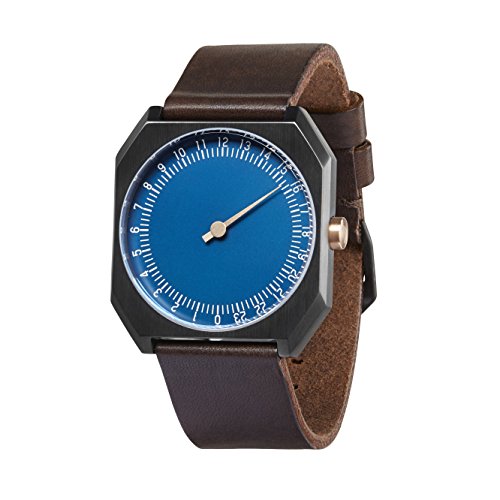 slow Jo 30 - Schweizer Unisex Einzeigerarmbanduhr analoge 24 Stundenanzeige Leder anthrazit/Dunkelbraun - 2