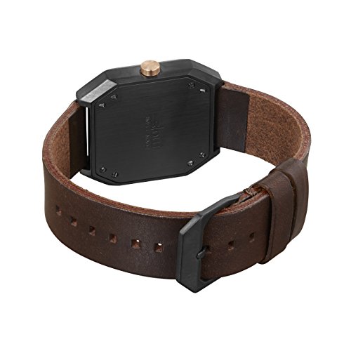 slow Jo 30 - Schweizer Unisex Einzeigerarmbanduhr analoge 24 Stundenanzeige Leder anthrazit/Dunkelbraun - 3