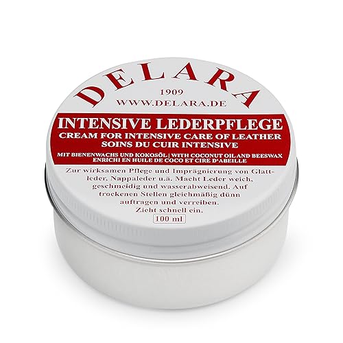 DELARA Intensive Lederpflege, farblos, 100 ml - Imprägniert und schützt Leder sehr wirksam. Neue Rezeptur mit hochwertigem Kokosöl und Bienenwachs - Made in Germany - 2