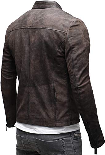 Crone Epic Herren Lederjacke Cleane Basic Leder Jacke in vielen Varianten und Farben (XL, Elephant (Nubukleder)) - 5