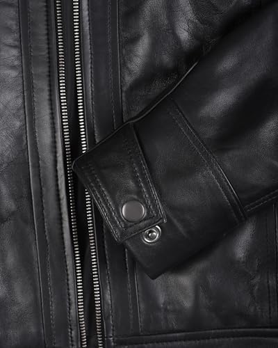 fjackets Echtlederjacke für Damen – Premium-Lammfell-Lederjacke im Motorrad-Stil für Damen, Johnson Lederjacke für Damen, Schwarz, Small - 5