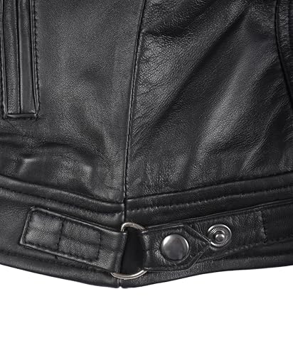 fjackets Echtlederjacke für Damen – Premium-Lammfell-Lederjacke im Motorrad-Stil für Damen, Johnson Lederjacke für Damen, Schwarz, Small - 6
