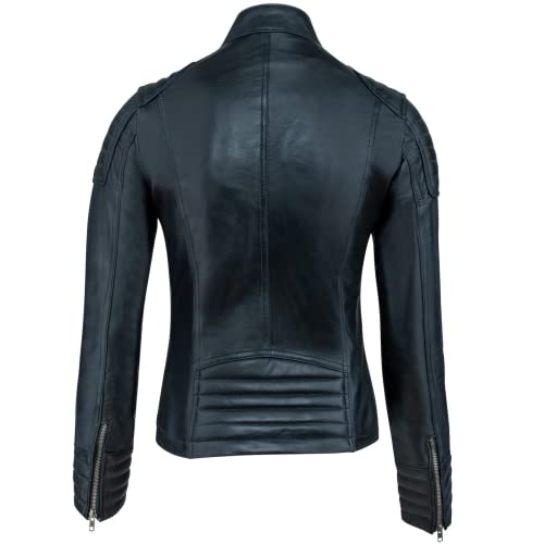 URBAN 5884 Damen Lederjacke, Jacke aus echtem Lammfell, Kurz und Enganliegend, Glattes und Weiches Leder, Schwarz, S - 2