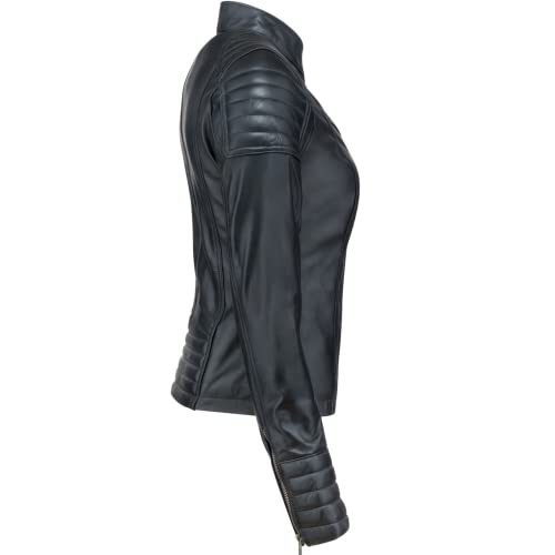 URBAN 5884 Damen Lederjacke, Jacke aus echtem Lammfell, Kurz und Enganliegend, Glattes und Weiches Leder, Schwarz, S - 5