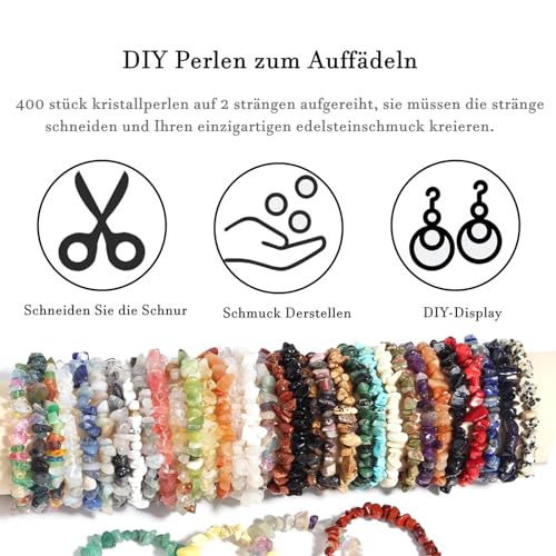 XIANNVXI Opal 400pcs Perlen zum Auffädeln Kristalle Perlen Kristall Steine Perlen für Armbänder Ketten Ohrringe Schmuck Machen Crafting Natürlichen Unregelmäßige Gebohrt DIY Edelsteine 5-8mm - 4
