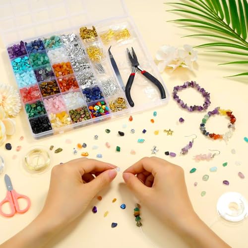 XIANNVXI Opal 400pcs Perlen zum Auffädeln Kristalle Perlen Kristall Steine Perlen für Armbänder Ketten Ohrringe Schmuck Machen Crafting Natürlichen Unregelmäßige Gebohrt DIY Edelsteine 5-8mm - 9