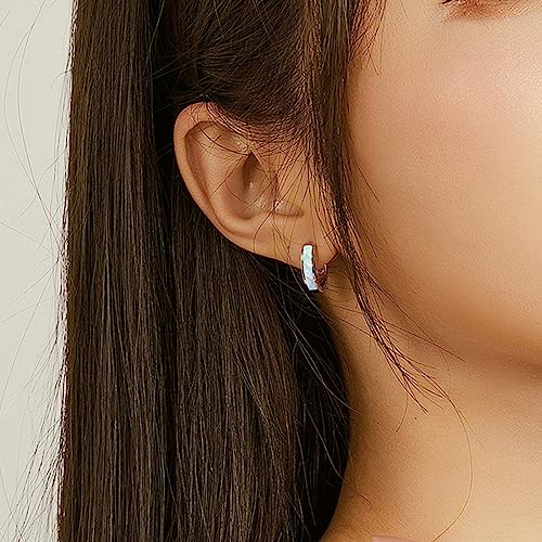 CERSLIMO Opal Ohrringe, Weiß Opal Creolen Silber 925 Schmuck Geschenke für Damen Frauen Mädchen - 3