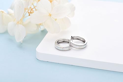 CERSLIMO Opal Ohrringe, Weiß Opal Creolen Silber 925 Schmuck Geschenke für Damen Frauen Mädchen - 5