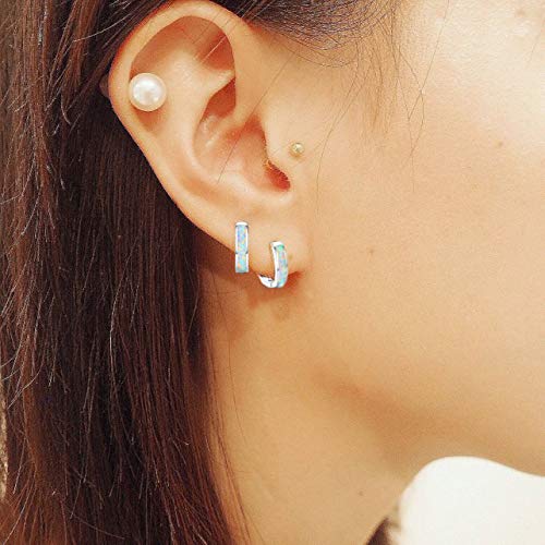 CUOKA MIRACLE Ohrringe Silber 925 Creolen Opal Damen Creole Sterling Silber Kleine Creolen Kreis Ohrringe Opal Schmuck Geschenke für Mama Frauen Kinder - 3