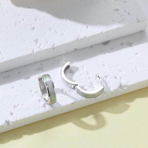 CUOKA MIRACLE Ohrringe Silber 925 Creolen Opal Damen Creole Sterling Silber Kleine Creolen Kreis Ohrringe Opal Schmuck Geschenke für Mama Frauen Kinder - 4