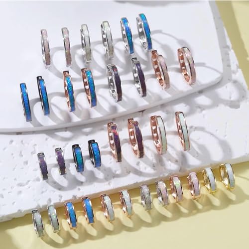 CUOKA MIRACLE Ohrringe Silber 925 Creolen Opal Damen Creole Sterling Silber Kleine Creolen Kreis Ohrringe Opal Schmuck Geschenke für Mama Frauen Kinder - 5