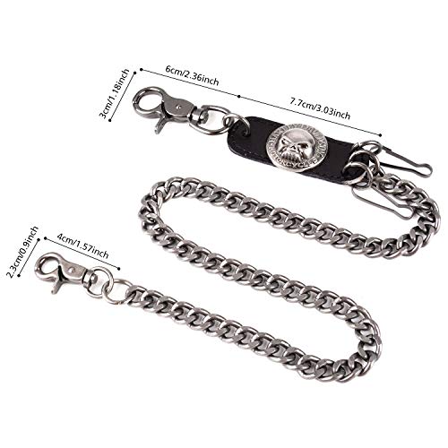 ZOYLINK Jeans kette Hosenketten Gürtel Geldbeutel Kette Taschenkette Hip Hop Punk Jeanskette Schlüsselkette Skelettkopf Deko-Kette Gothic Accessoires für Eboy Egirl Frauen Männer - 7