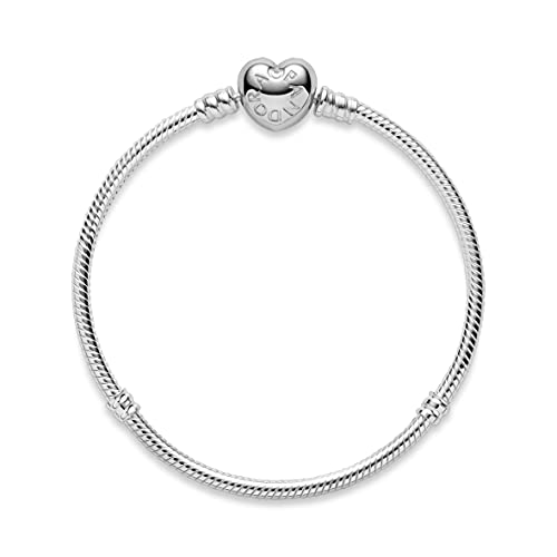 PANDORA Moments Schlangen-Gliederarmband mit Herz-Verschluss aus Sterling-Silber, kompatibel mit Charms und Anhängern aus der Moments Kollektion, Größe: 18cm - 3