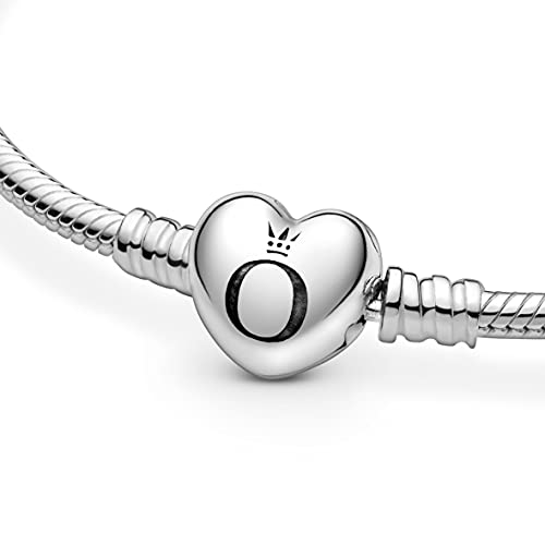 PANDORA Moments Schlangen-Gliederarmband mit Herz-Verschluss aus Sterling-Silber, kompatibel mit Charms und Anhängern aus der Moments Kollektion, Größe: 18cm - 4