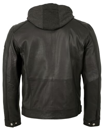 bruno banani - Herren Lederjacke Kapuze Lammnappa schwarz - 4