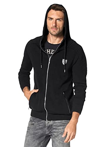 Bekleidung Bruno Banani Herren Strickjacke mit Kapuze (M, Schwarz) - 3
