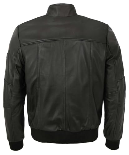 bruno banani - Herren Lederjacke Bomberjacke Lammnappa schwarz Größe 58 - 3