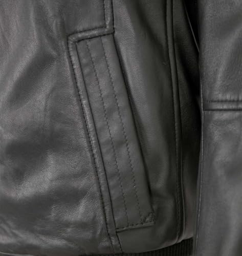 bruno banani - Herren Lederjacke Bomberjacke Lammnappa schwarz Größe 58 - 4