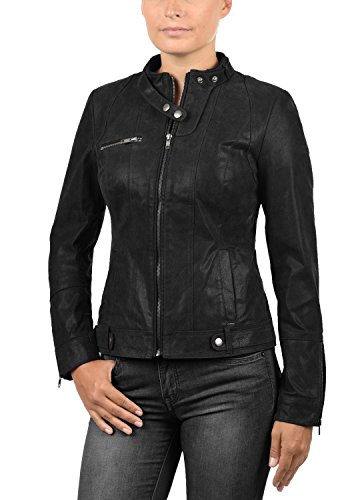 DESIRES Hame Damen Lederjacke Echtleder Bikerjacke mit Stehkragen aus 100% Leder - 2