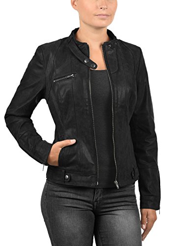 DESIRES Hame Damen Lederjacke Echtleder Bikerjacke mit Stehkragen aus 100% Leder - 3