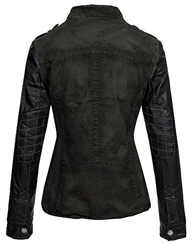 Redbridge by Cipo & Baxx Damenjacke mit Kunstlederärmel khaki - 2