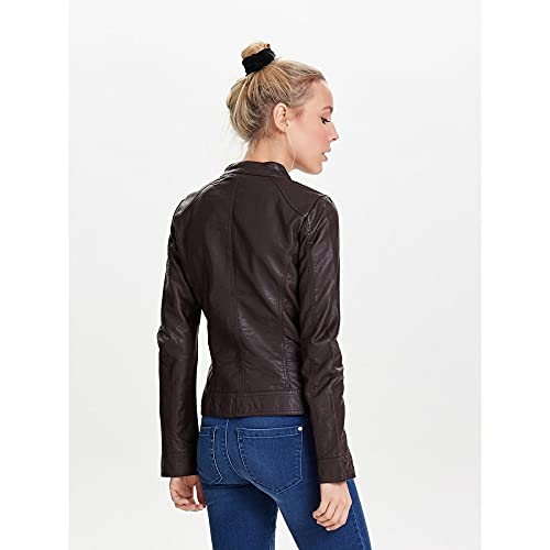ONLY Damen Lederjacke Bandit braun - 5