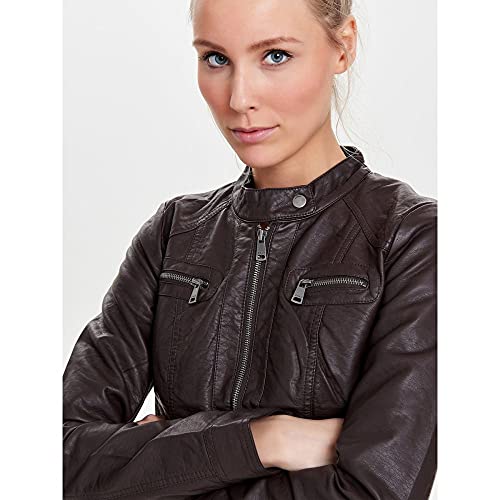 ONLY Damen Lederjacke Bandit braun - 6