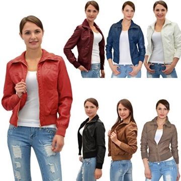 Damen Lederjacke Damen Collegejacke Damen Jacke - Lederimitat in 25 Farben M08 -