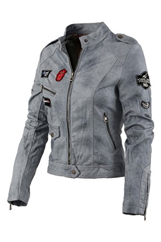 Damen Lederjacke in 5 Farben Rock 'n Roll Style 2516 Vegan Leder - 