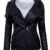 HRYfashion Damen stylische Lederjacke Hoodie mit Reissverschluss HRYPJW01-BLACK-US M -